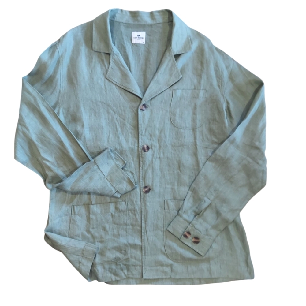 Green Lightweight Shirt Jacket with Vintage Appeal